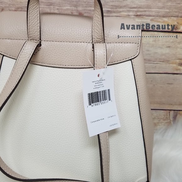 Kate Spade Medium Flap Backpack Warm Beige White main image 14